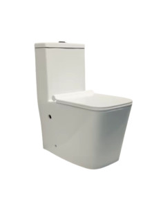 Inodoro Largo Con Asiento Y Deposito Mochila Tapa Suave Blanco